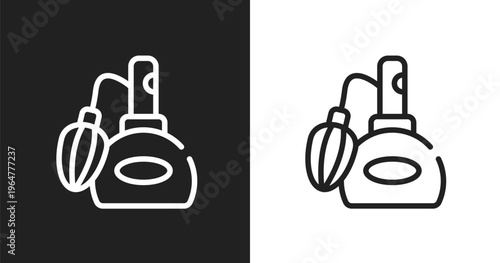 Perfume retro bottle icon. Linear black, white icon from beauty collection. Outline perfume retro bottle vector. Thin line symbol isolated on white and black background