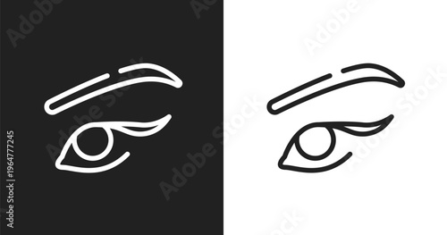 Two eyeliners icon. Linear black, white icon from beauty collection. Outline two eyeliners vector. Thin line symbol isolated on white and black background