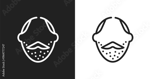 Face with stubble icon. Linear black, white icon from beauty collection. Outline face with stubble vector. Thin line symbol isolated on white and black background
