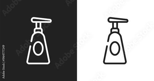 Soap dispenser icon. Linear black, white icon from beauty collection. Outline soap dispenser vector. Thin line symbol isolated on white and black background
