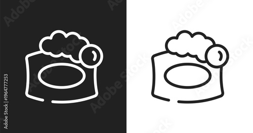 Soap bar icon. Linear black, white icon from beauty collection. Outline soap bar vector. Thin line symbol isolated on white and black background