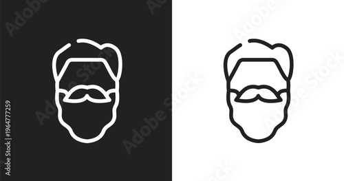 Hipster beard icon. Linear black, white icon from beauty collection. Outline hipster beard vector. Thin line symbol isolated on white and black background