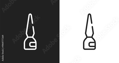 Eyeliner bottle icon. Linear black, white icon from beauty collection. Outline eyeliner bottle vector. Thin line symbol isolated on white and black background