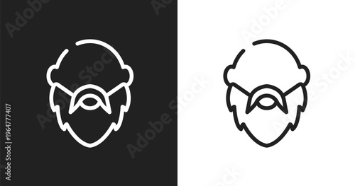 Bald icon. Linear black, white icon from hairdressing and barber collection. Outline bald vector. Thin line symbol isolated on white and black background