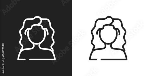 Curly hair icon. Linear black, white icon from hairdressing and barber collection. Outline curly hair vector. Thin line symbol isolated on white and black background