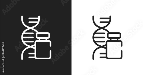 Gene icon. Linear black, white icon from therapy collection. Outline gene vector. Thin line symbol isolated on white and black background