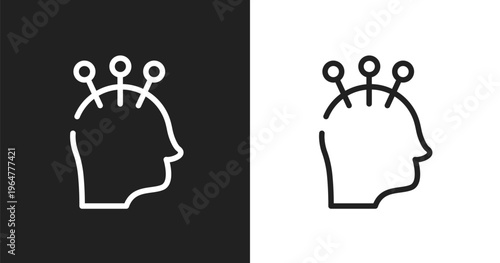 Acupuncture icon. Linear black, white icon from therapy collection. Outline acupuncture vector. Thin line symbol isolated on white and black background