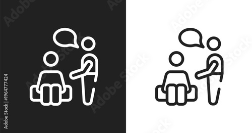 Therapy icon. Linear black, white icon from therapy collection. Outline therapy vector. Thin line symbol isolated on white and black background