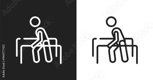 Physiotherapy icon. Linear black, white icon from therapy collection. Outline physiotherapy vector. Thin line symbol isolated on white and black background