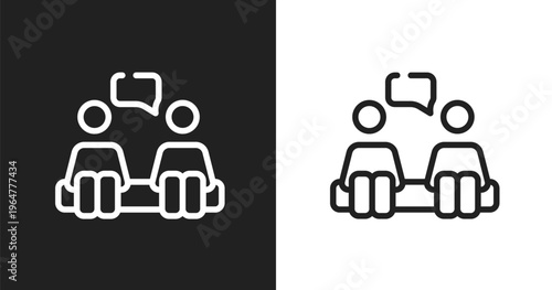 Consultation icon. Linear black, white icon from therapy collection. Outline consultation vector. Thin line symbol isolated on white and black background