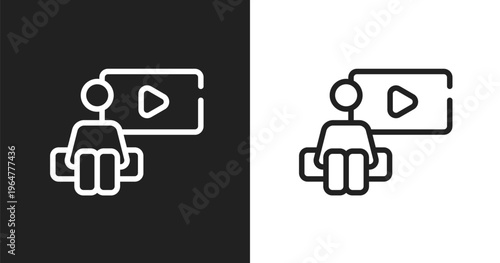 Watching icon. Linear black, white icon from therapy collection. Outline watching vector. Thin line symbol isolated on white and black background