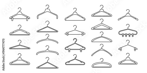 Collection of Clothes Hangers on White Background illustration