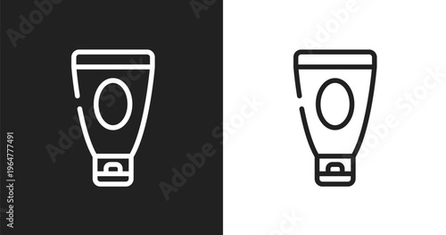 Shaving cream icon. Linear black, white icon from beauty collection. Outline shaving cream vector. Thin line symbol isolated on white and black background