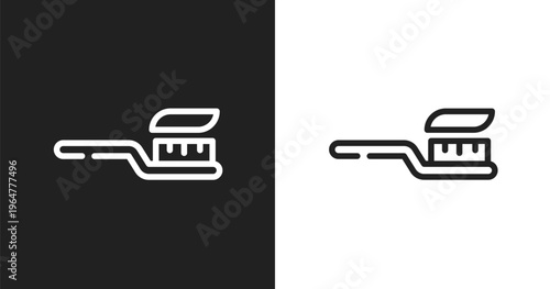 Tooth brush icon. Linear black, white icon from beauty & spa collection. Outline tooth brush vector. Thin line symbol isolated on white and black background