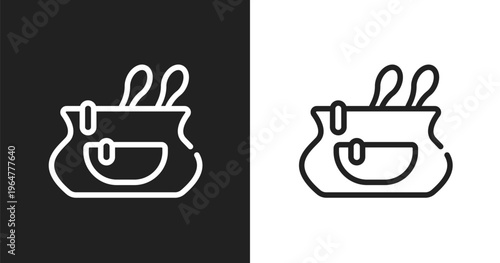 Cosmetic bag icon. Linear black, white icon from pretty collection. Outline cosmetic bag vector. Thin line symbol isolated on white and black background