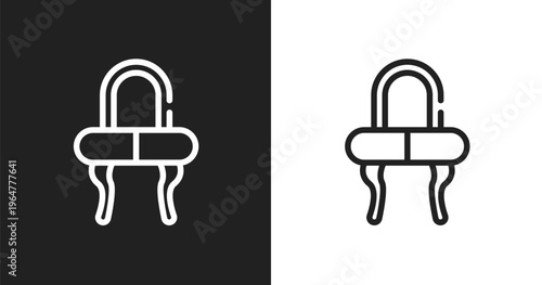 Mirrored vanity desk icon. Linear black, white icon from pretty collection. Outline mirrored vanity desk vector. Thin line symbol isolated on white and black background
