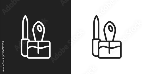 Manicure set icon. Linear black, white icon from pretty collection. Outline manicure set vector. Thin line symbol isolated on white and black background