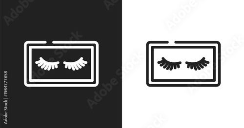 False eyelashes icon. Linear black, white icon from pretty collection. Outline false eyelashes vector. Thin line symbol isolated on white and black background