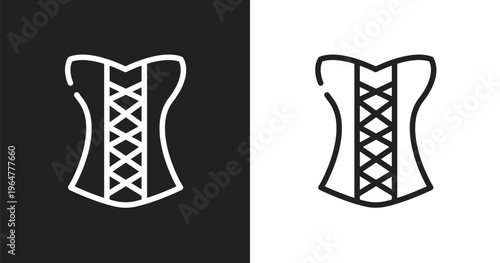 Women corset icon. Linear black, white icon from pretty collection. Outline women corset vector. Thin line symbol isolated on white and black background
