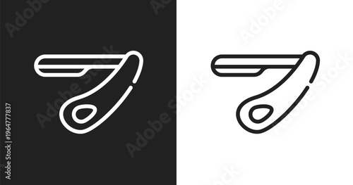 Straight razor icon. Linear black, white icon from beauty salon collection. Outline straight razor vector. Thin line symbol isolated on white and black background