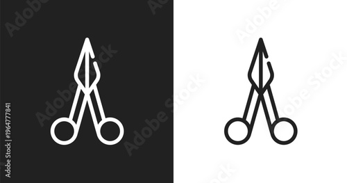 Manicure scissors icon. Linear black, white icon from beauty salon collection. Outline manicure scissors vector. Thin line symbol isolated on white and black background