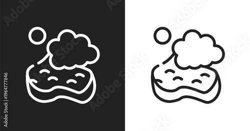 Bath sponge icon. Linear black, white icon from beauty salon collection. Outline bath sponge vector. Thin line symbol isolated on white and black background