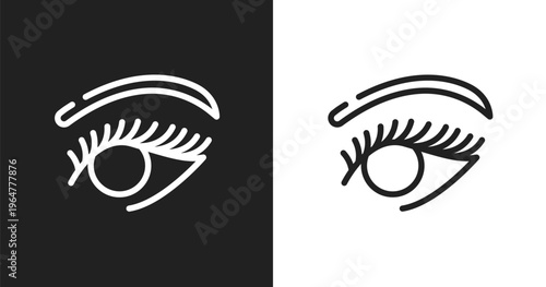 Woman eye icon. Linear black, white icon from beauty salon collection. Outline woman eye vector. Thin line symbol isolated on white and black background