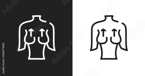 Mastopexy icon. Linear black, white icon from plastic surgery collection. Outline mastopexy vector. Thin line symbol isolated on white and black background