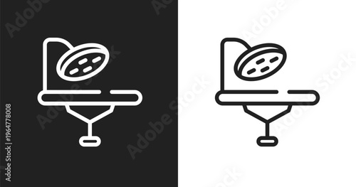 Operating table icon. Linear black, white icon from plastic surgery collection. Outline operating table vector. Thin line symbol isolated on white and black background