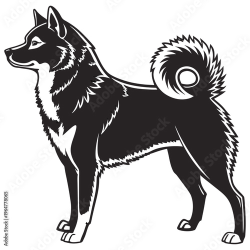 Shiba inu dog silhouette isolated on transparent background vector graphic art.ai