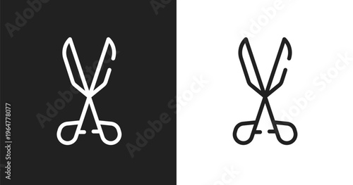 Medical tools icon. Linear black, white icon from plastic surgery collection. Outline medical tools vector. Thin line symbol isolated on white and black background