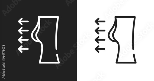 Breast enlargement icon. Linear black, white icon from plastic surgery collection. Outline breast enlargement vector. Thin line symbol isolated on white and black background