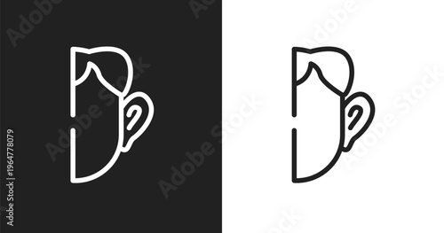 Otoplasty icon. Linear black, white icon from plastic surgery collection. Outline otoplasty vector. Thin line symbol isolated on white and black background