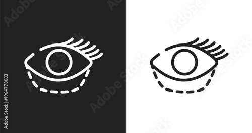 Blepharoplasty icon. Linear black, white icon from plastic surgery collection. Outline blepharoplasty vector. Thin line symbol isolated on white and black background