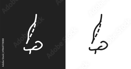 Rhinoplasty icon. Linear black, white icon from plastic surgery collection. Outline rhinoplasty vector. Thin line symbol isolated on white and black background