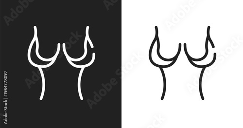 Breast reduction icon. Linear black, white icon from plastic surgery collection. Outline breast reduction vector. Thin line symbol isolated on white and black background