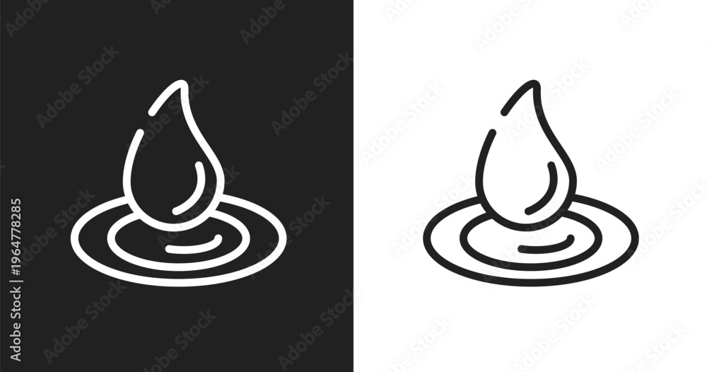 Fototapeta premium Waterdrop icon. Linear black, white icon from spa collection. Outline waterdrop vector. Thin line symbol isolated on white and black background