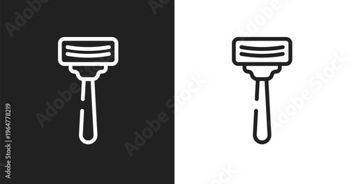 Shaving icon. Linear black, white icon from hairdressing and esthetics collection. Outline shaving vector. Thin line symbol isolated on white and black background
