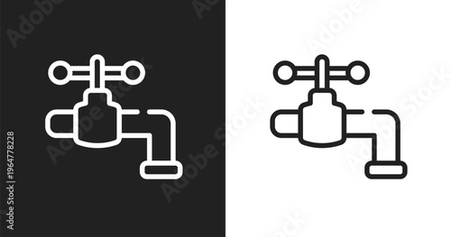 Faucet icon. Linear black, white icon from hairdressing and esthetics collection. Outline faucet vector. Thin line symbol isolated on white and black background