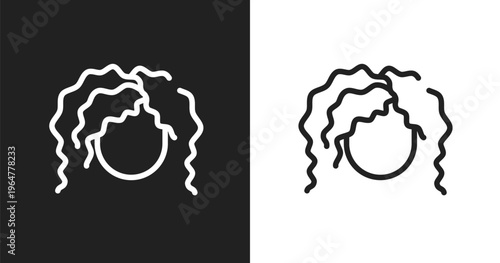 Curling hair icon. Linear black, white icon from beauty collection. Outline curling hair vector. Thin line symbol isolated on white and black background