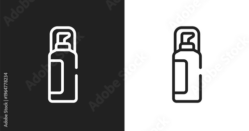 Hair spray icon. Linear black, white icon from beauty collection. Outline hair spray vector. Thin line symbol isolated on white and black background