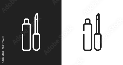 Lip matt icon. Linear black, white icon from beauty collection. Outline lip matt vector. Thin line symbol isolated on white and black background