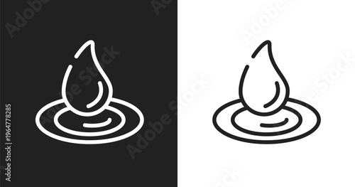 Waterdrop icon. Linear black, white icon from spa collection. Outline waterdrop vector. Thin line symbol isolated on white and black background