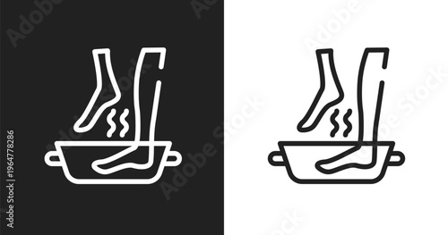 Soak icon. Linear black, white icon from spa collection. Outline soak vector. Thin line symbol isolated on white and black background
