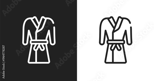 Robe icon. Linear black, white icon from spa collection. Outline robe vector. Thin line symbol isolated on white and black background