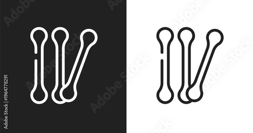 Cotton buds icon. Linear black, white icon from make up collection. Outline cotton buds vector. Thin line symbol isolated on white and black background