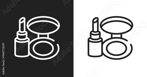 Make up kit icon. Linear black, white icon from make up collection. Outline make up kit vector. Thin line symbol isolated on white and black background