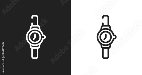 Wrist watch icon. Linear black, white icon from miscellaneous collection. Outline wrist watch vector. Thin line symbol isolated on white and black background