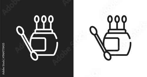 Earbuds icon. Linear black, white icon from beauty collection. Outline earbuds vector. Thin line symbol isolated on white and black background