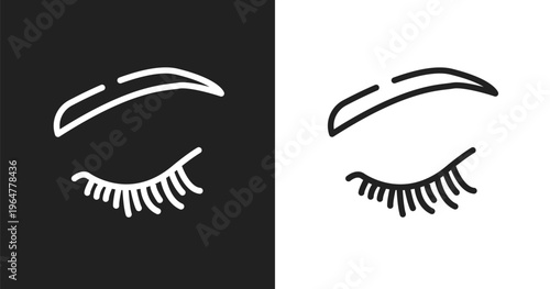 Eyelash icon. Linear black, white icon from beauty collection. Outline eyelash vector. Thin line symbol isolated on white and black background
